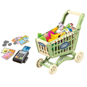 لعبة عربة التسوق وجهاز الدفع  أخضر