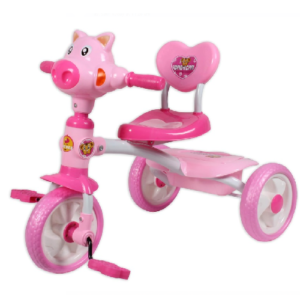دراجة ثلاثية العجلات بقرة باللون الوردي