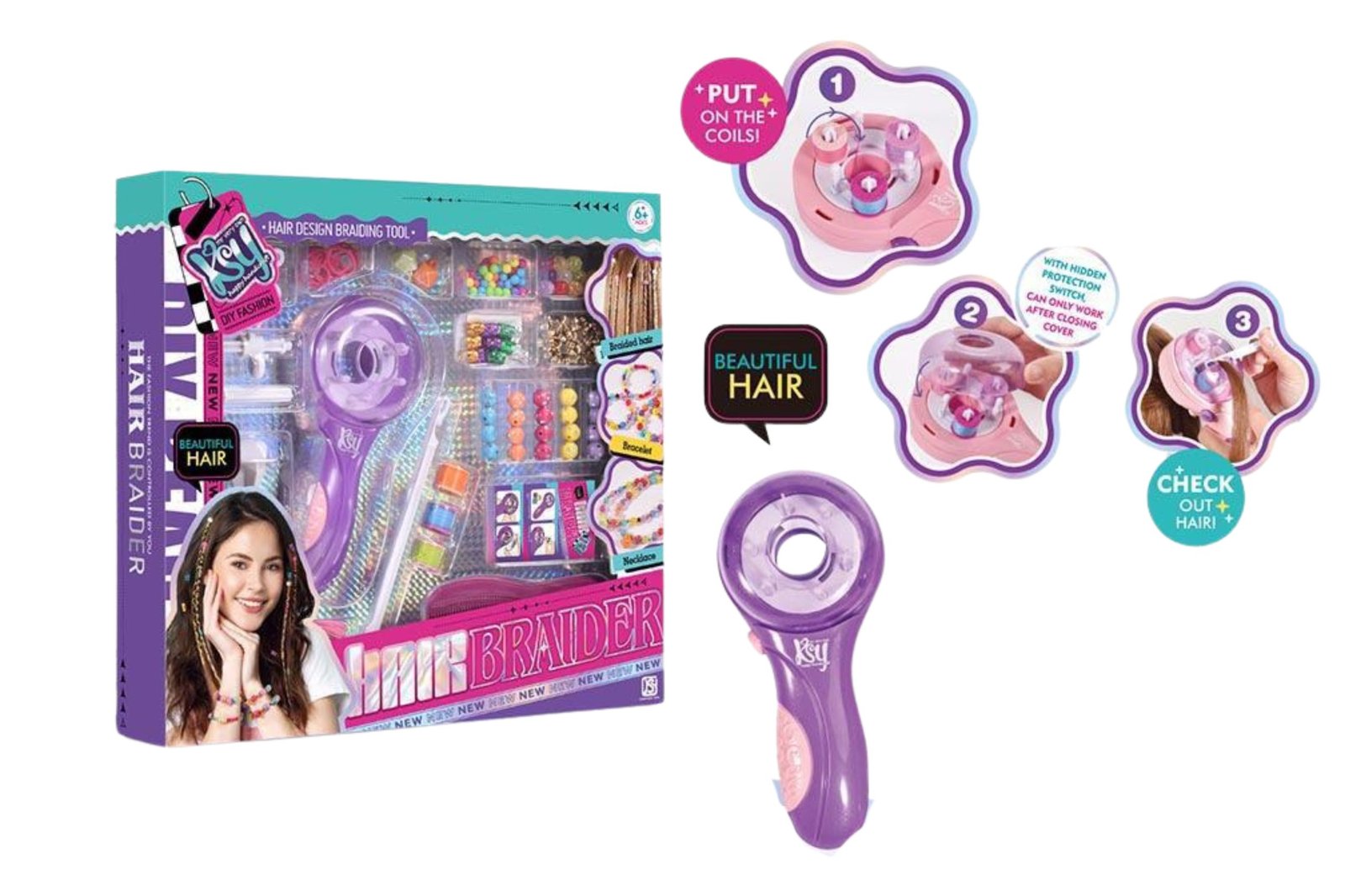 Girls Hair Braider طقم تضفير الشعر للأطفال